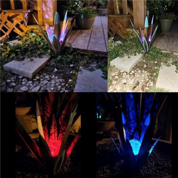 2pcs Tequila Sculpture Metal Agave Plant Home Decor Rustic Hand Painted Figurine - Picture 6 of 7